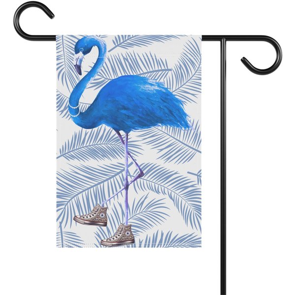 Blue Flamingo In Chucks And Pearls - Kamala 2024 - Garden Flag-image