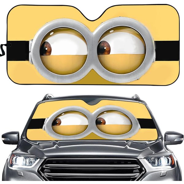 Minion Eyes 3D All Over Print Car Sun Shade-image