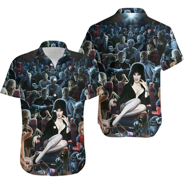 Classic Horror Movie Characters Monsters 3D Printed Unisex Buttoned Shirt Tops-image
