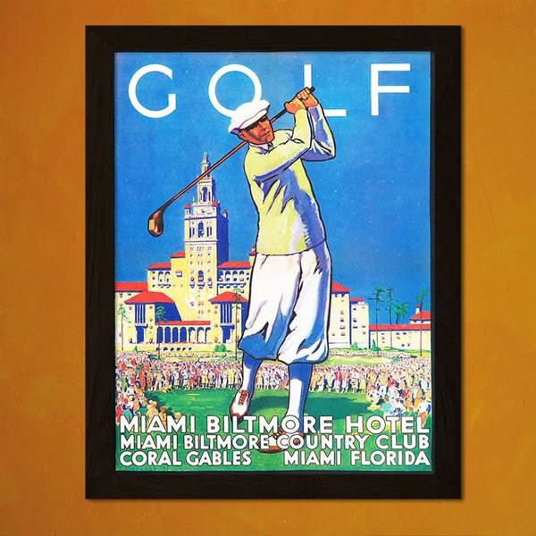 Vintage Miami Golf Print 1932 - Vintage Travel Poster Tourism Home Decorating Miamo Poster Gift Idea Golf Poster Sport Reproduction-image