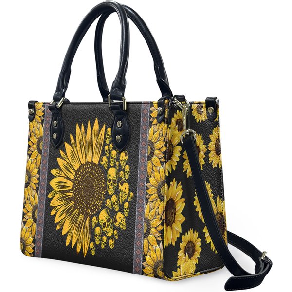Sunflower Leather Bag,Custom Leather Bag,Woman Shoulder Bag-image