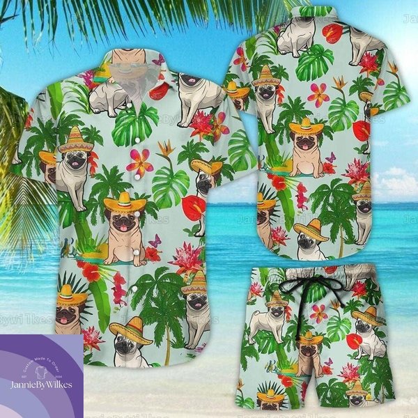 Pug Tropical Hawaiian Shirt For Men-image