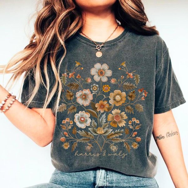 Subtle Harris Walz Shirt, Kamala Harris Shirt, Madam President, Flower Shirt-image