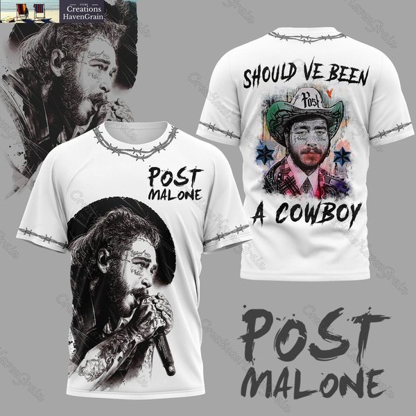 Post Malone 3D Shirt, Shouldve Been A Cowboy Unisex T-Shirts, Cowboy Post Cotton Tee, I Had Some Help Shirt-image