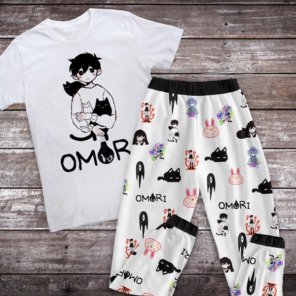 Omori And Cat Pajamas Set, Personalized Family Pajamas