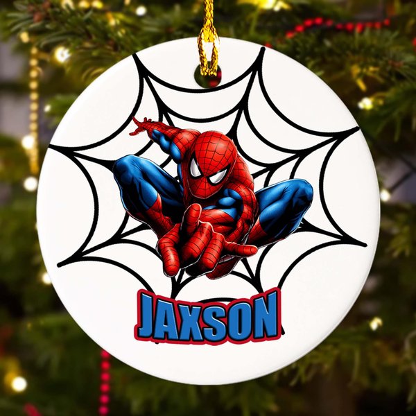 Personalized Superhero Ornament, Spider Hero Movie Character Xmas Ornament, Customized 2024 Christmas Tree Decor Gift For Kid-image