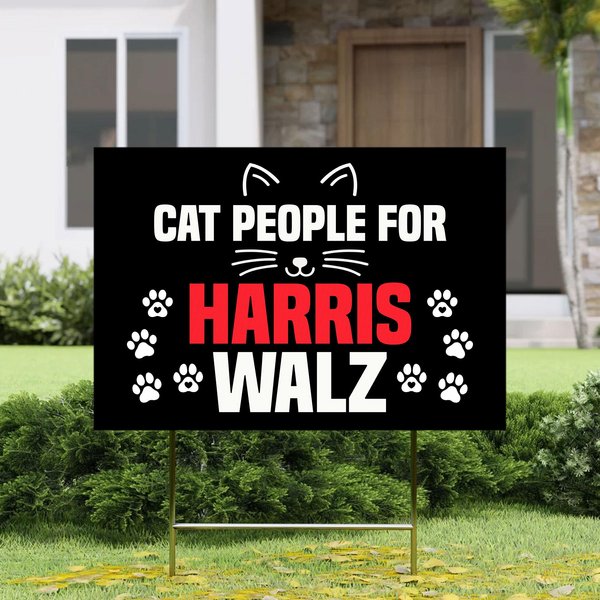Harris Walz Yard Sign, Cat People For Harris Walz 2024, Childless Cat Kamala 47 Yard Sign-image
