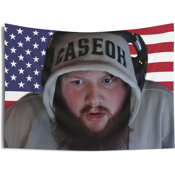Caseoh American Flag Tapestry, Caseoh Merch-image