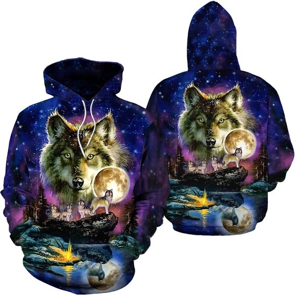 Galaxy Animal Wolf Hoodie 3D-image