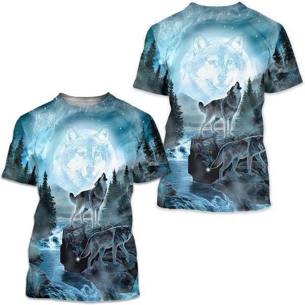 Wolf 3D Print Wolves Animal T Shirt-image