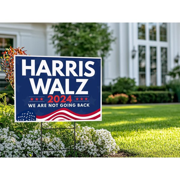 Harris Walz Yard Sign W Stake, Double Sided Kamala Harris Yard Sign, We Are Not Going Back-image