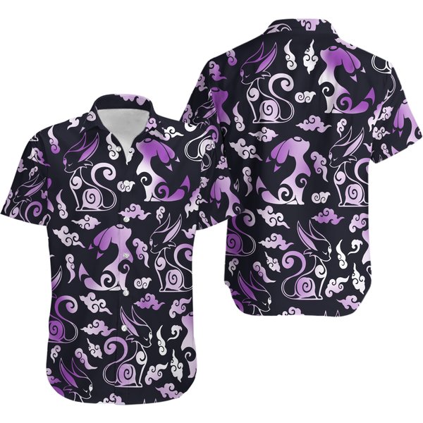Espeon Umbreon Hawaiian Shirt, Button Up Holiday, Espeon Birthday-image