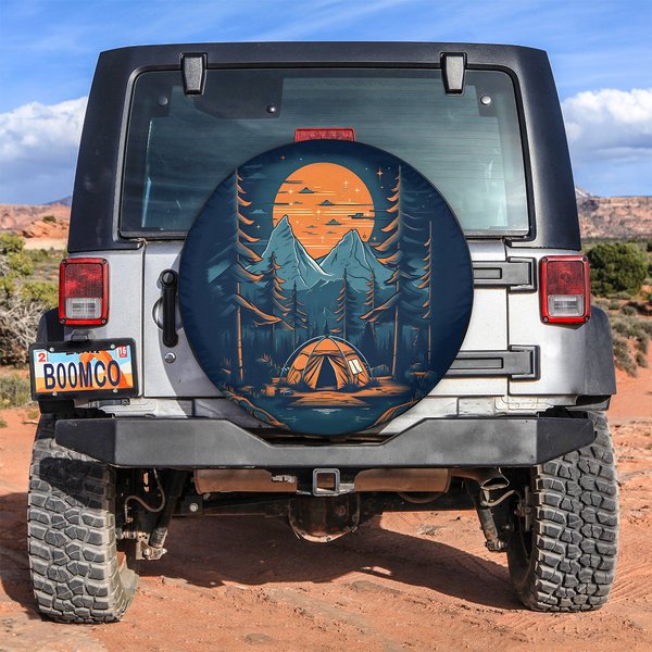Camping Halloween Spare Tire Cover, Camping Night Spare Tire Cover-image
