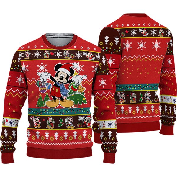 Funny Mouse Ugly Christmas Sweater, Mouse Santa Red Hat Xmas Party Sweatshirt-image