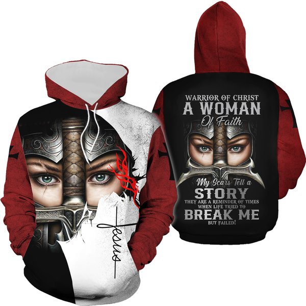 A Warrior Of Christ A Woman Of Faith Gift Christian Warrior Hoodie 3d Printed