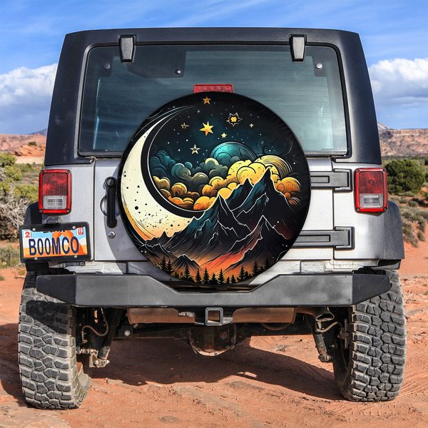 Mountains And Moon Spare Tire Cover