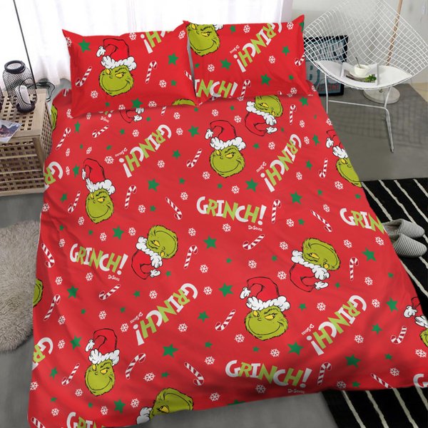 Funny Character Glow In The Dark Reversable Duvet Set Dr Seuss Christmas Bedding-image