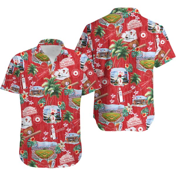 Philadelphia Baseball Hawaiian Button Up Shirt-image