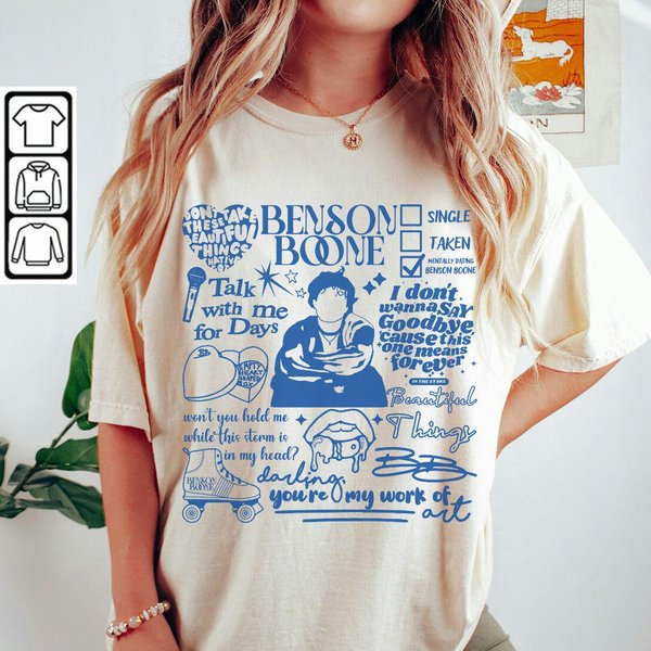 Benson Boone Doodle Art Fireworks And Rollerblades World Tour 2024 Concert Unisex Shirt-image