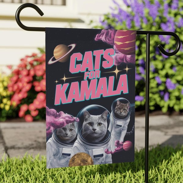 Cats For Harris Walz Garden Flag, Madame President, Harris Walz 2024 Flag-image