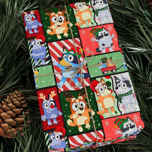 Blueydad Christmas Wrapping Paper, Blue And Bingo Holiday Wrapping Paper-image