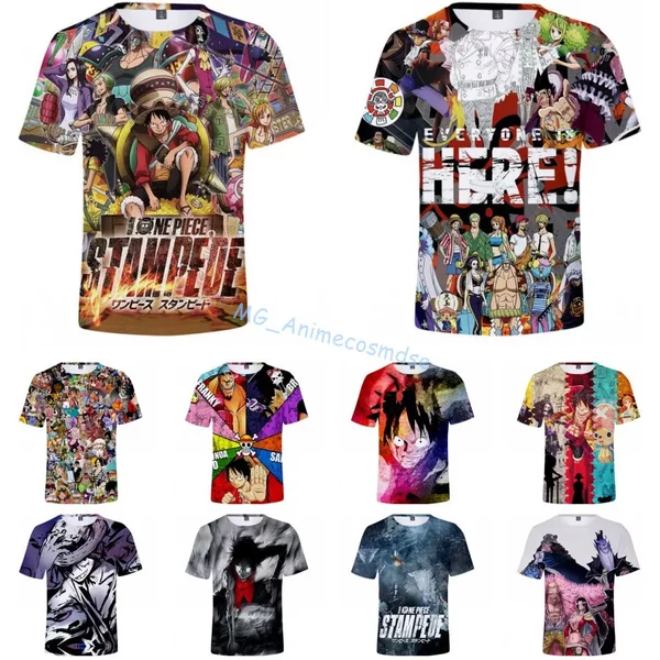 Anime Onepiece Stampede 3D Print Casual Short Sleeve T-Shirt-image