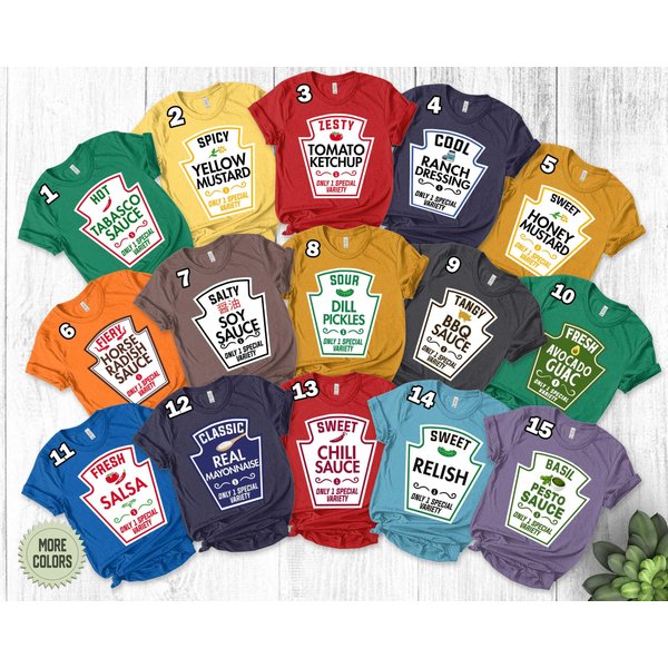 Condiments Group Tshirt, Matching Condiment Halloween Costume Party Shirt-image