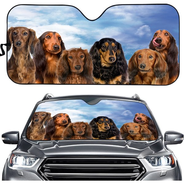 Dachshund Longhair Car Sunshade, Dachshund Car Sun Shade, Dog Lover Sunshade