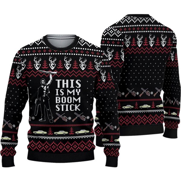 Evil Dead This Is My Boomstick Ugly Christmas Sweater | Evil Dead Ash Williams Christmas-image