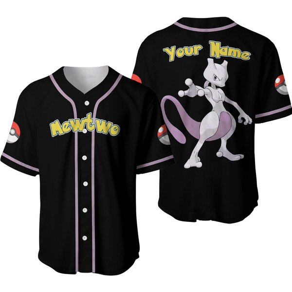 Pkm Mew Customized Name Baseball Jersey-image