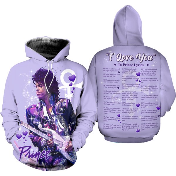 Prince I Love You In Prince Lyrics 3D Hoodie-image