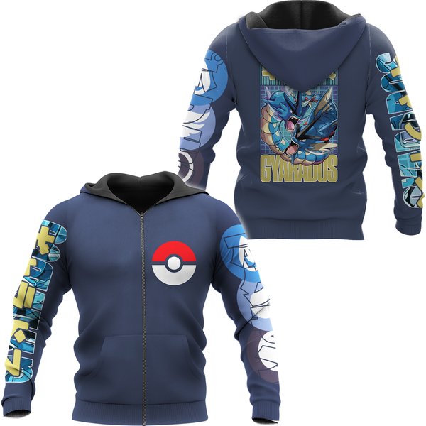 Gyarados Full Over Print 3D Hoodie | Pocket Monster Gyarados 3D Zip Hoodie-image