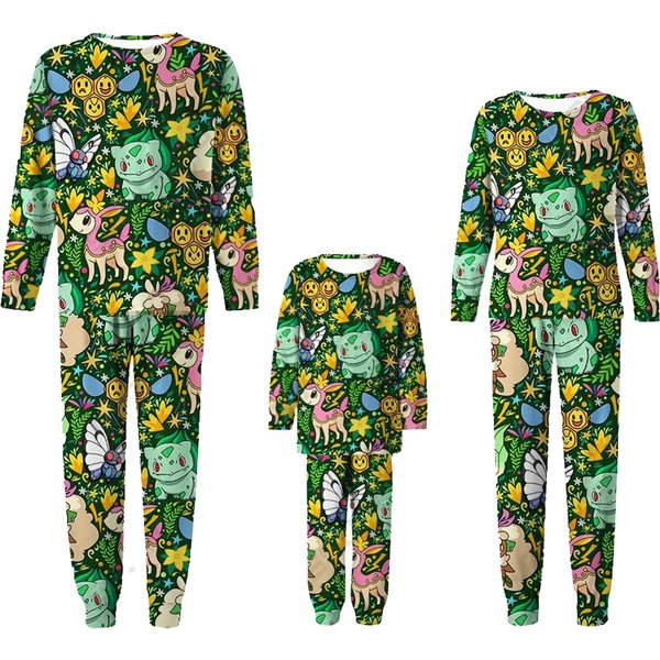 Bulbasaur Leafeon Funny Matching Pajamas Set Cartoon Anime-image