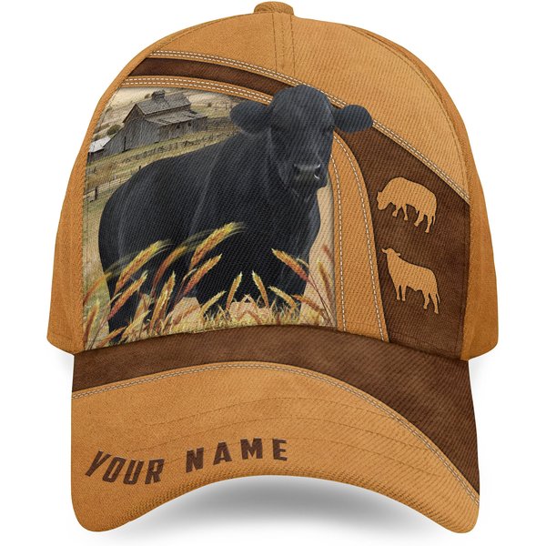 Custom Name Black Angus Cattle Cap-image