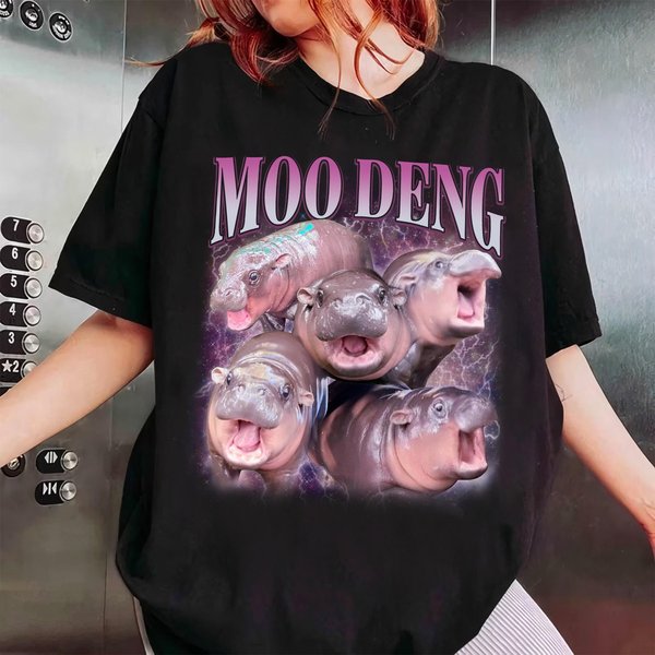 Moo Deng Love Hippo Rap T-Shirt-image