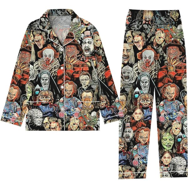 Horror Characters Pajamas Set, Halloween Holiday Pajamas, Scary Movie Pjs, Spooky Season Gift