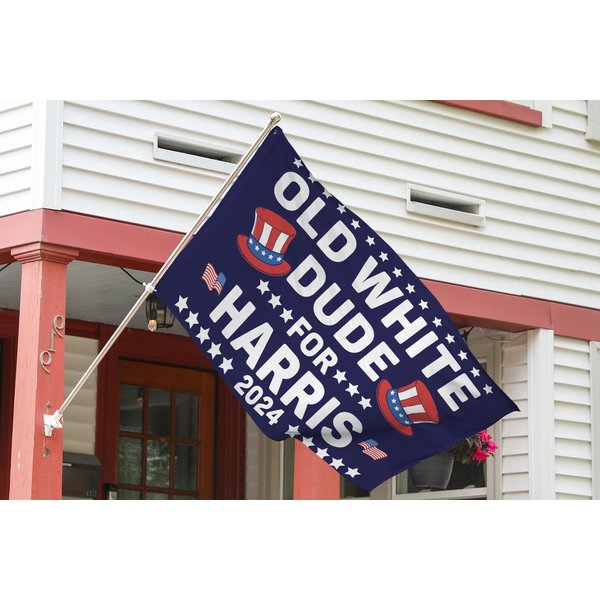Old White Dude For Harris Flag, Kamala Harris Flag, White Dudes For Kamala 2024 Flag-image