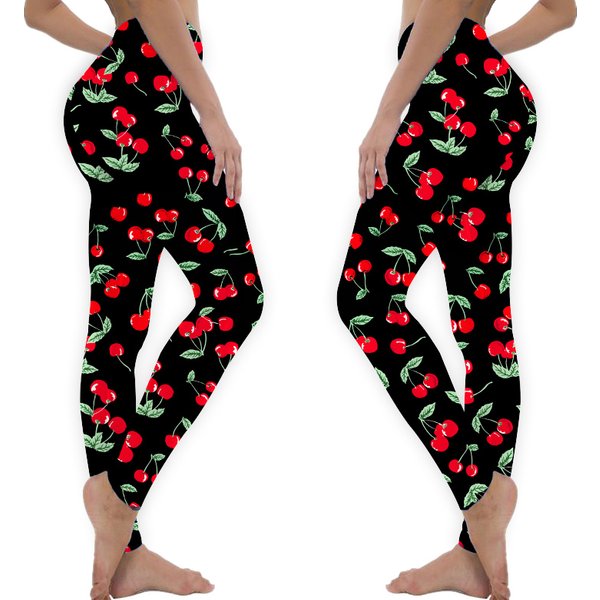 Cherry Print Stretch Funky Leggings-image