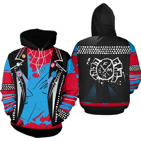 Spider Punk 3D Costume Sweatshirt, The Punk Rock Spider Cosplay Costume 3D Hoodie-image