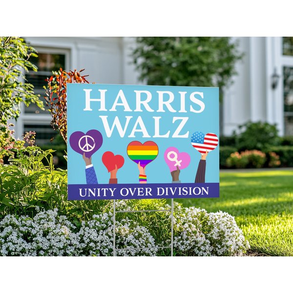 Harris Walz 2024 Yard Sign, Unity Over Division, Harris Walz 2024 Sign-image