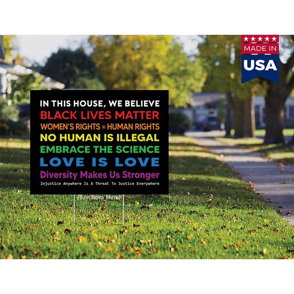 In This House, We Believe Black Lives Matter Love Is Love Yard Sign-image