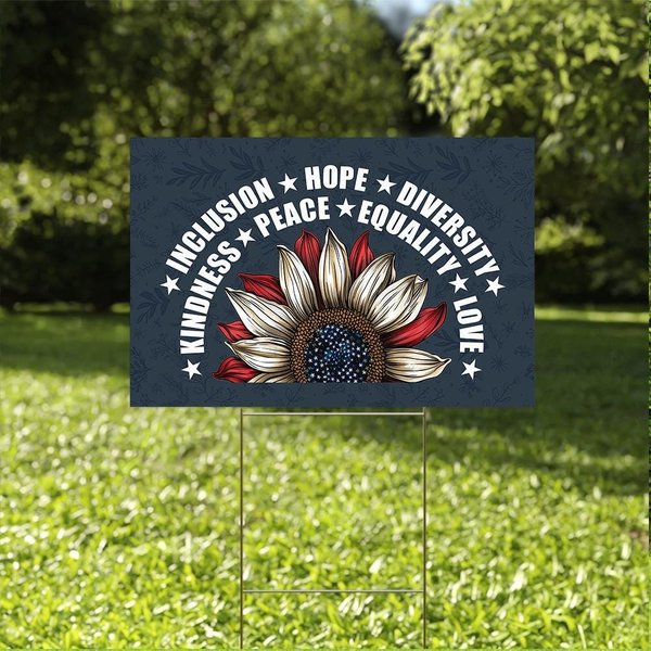 Kindness Peace Equality Love Inclusion Hope Diversity Yard Sign-image