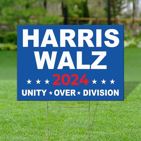 Harris Walz Unity Over Division Yard Sign, Harris Walz 2024 Yard Sign-image