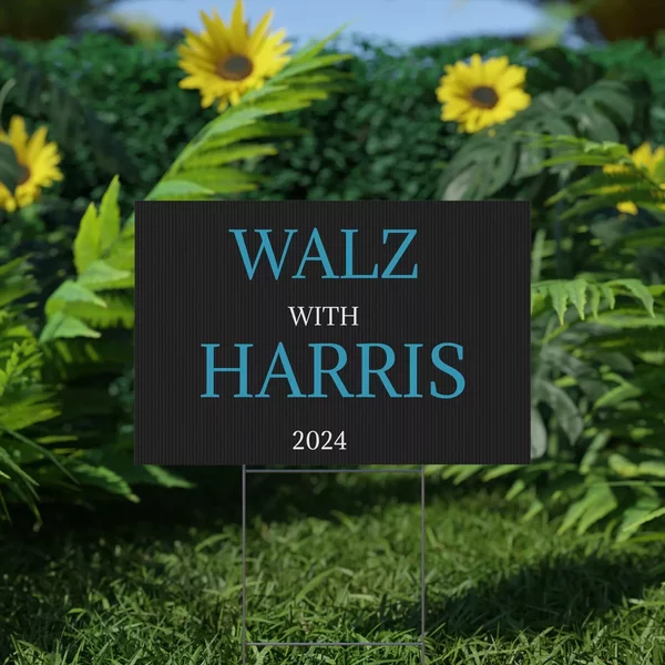 Harris Walz Yard Sign, Pre Debate. Walz With Harris 2024 Plastic Yard Sign-image