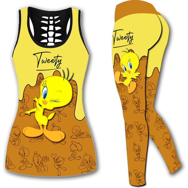 Tweety Tanktop Leggings, Tweety Bird Tank Top-image