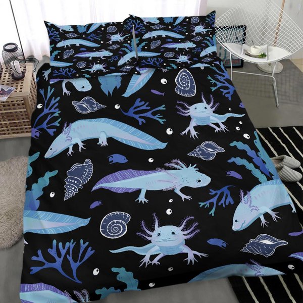 Cartoon Axolotl Kawaii Axolotl Bedding Set.