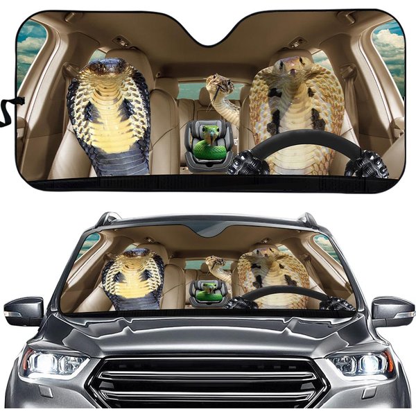 Snake Family Driving Go On A Trip Car Car Sun Shade-image