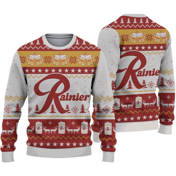 3D Rainier Beer Ugly Sweater Christmas-image