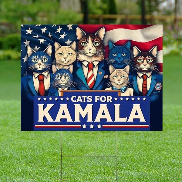 Cats For Kamala Yard Sign, Harris Walz Obviously Yard Sign-image