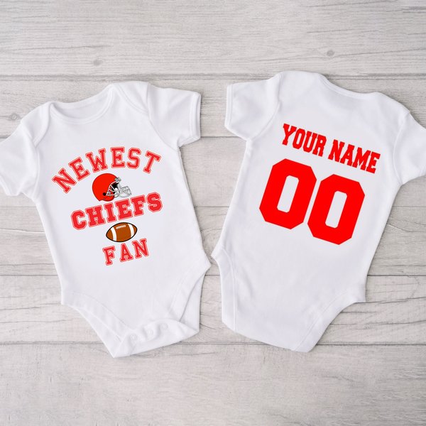Football Chiefs Fan Personalized Name And Number Onesie-image